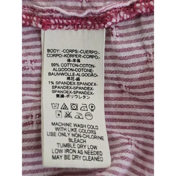 Free People No Limits Split Back Button Down Shirt Red Striped Boho Top Medium - Picture 11 of 13